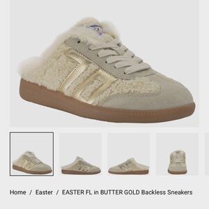 Back 70 Butter Gold Backless  Sneakers fur lined